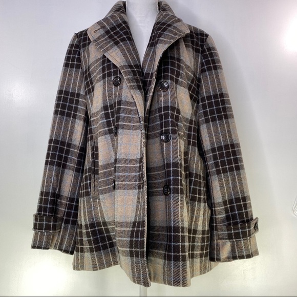 Lands End Wool Plaid Double Breasted Coat - Picture 16 of 16